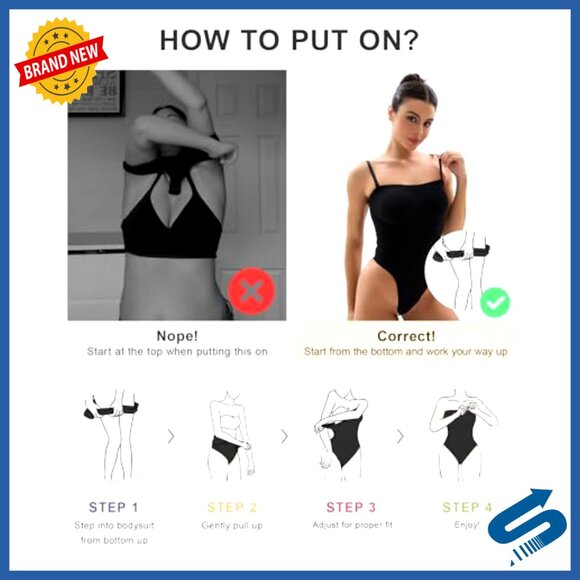 Strapless Shapewear Bodysuit Tummy Control Seamless Medium Strong Compression - Picture 4 of 7